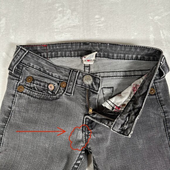 VTG True Religion Jeans Women Size 27 Gray Stella Big T Low Rise Made in USA - Picture 6 of 13